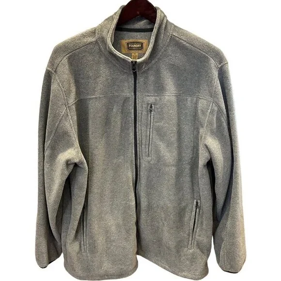 Fleece Zipper Jacket Coat Grey Mens 2XL Foundry Supply Zip Pockets Gorpcore - Picture 1 of 12
